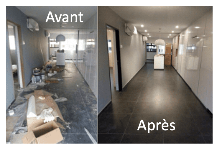 Nettoyage de fin de chantier en copropriété : dépoussiérage, lavage humide, vitres et sols à Montpellier